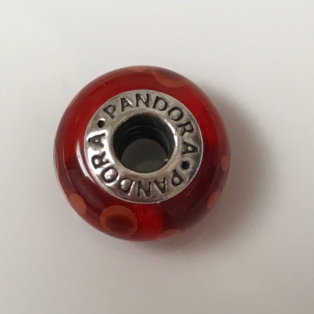 Pandora red glass charm